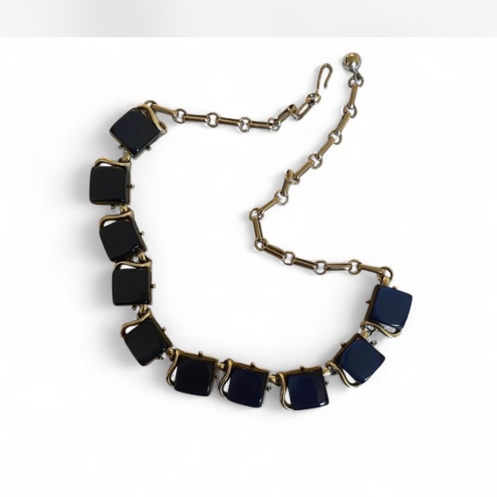 Blue and Silver Square Link Necklace